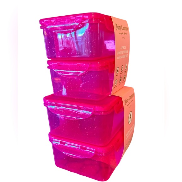 Juicy Couture Los Angeles NWT Pk of 4 Vibrant Pink Storage Container Set - Picture 2 of 3